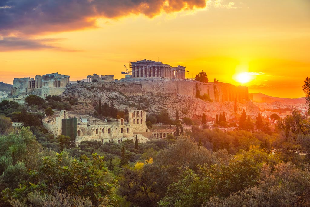 Sunrise over Parthenon, Acropolis of Athens, Greece